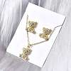 Bear Brass Micro Pave Cubic Zirconia Stud Earrings & Pendant Necklaces Sets SJEW-Z002-01G-1