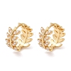 Leaf Brass Hoop Earrings KK-U058-64G-4