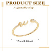 1Pc Letter Brass Rhinestone Open Cuff Rings for Women AJEW-LP0004-47W-G-2