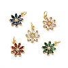 Rack Plating Brass Micro Pave Cubic Zirconia Charms ZIRC-F129-34-G-1