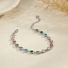 304 Stainless Steel Pave Colorful Cubic Zirconia Tennis Bracelets for Women BJEW-T023-02D-P-1