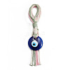 Flat Round with Evil Eye Resin Pendant Decorations EVIL-PW0002-12D-03-1