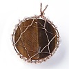 Natural Tiger Eye & Quartz Crystal Big Pendants G-G771-B04-3