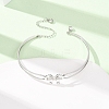 Bowknot 304 Stainless Steel & Rhinestone Cuff Bangles for Women BJEW-Z176-02P-2