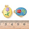 Brass Enamel Locket Pendants KK-F923-03B-G-4