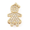 Brass Micro Pave Clear Cubic Zirconia Slide Charms ZIRC-I068-29G-1