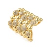 Brass Micro Pave Clear Cubic Zirconia Open Cuff Rings RJEW-A046-12G-1