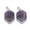 Natural Amethyst Pendants G-Q494-34P-2