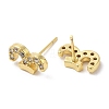 Rack Plating Brass Aries Stud Earrings with Cubic Zirconia EJEW-D061-40G-2