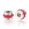 201 Stainless Steel Polymer Clay Rhinestone Inlaid Beads LS-RB-YWC0001-02F-1