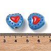 Heart Pattern Handmade Porcelain Enamel Beads PORC-G016-03K-4