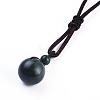 Natural Moss Agate Pendant Necklaces NJEW-P241-A04-3