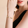1Pc Elegant Brass Cubic Zirconia Leaf Cuff Bangles for Women BJEW-LP0003-33G-01-1