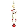 Glass Teardrop & Mushroom &  Brass Moon Suncatcher HJEW-JM04934-02-1