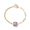 Electroplated Hexagon Prism Natural Quartz Link Bracelets BJEW-JB10753-03-1