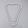 8.2MM Baking Paint Pearlized Glass Pearl Round Beaded Long Necklaces HY-T002-03A-1