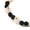 Natural Lava Rock & Synthetic Turquoise Beads Stretch Bracelets for Women BJEW-JB12131-02-3