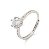 Brass Micro Pave Cubic Zirconia Solitaire Ring RJEW-H225-01P-01-1