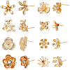   16Pcs 8 Style Brass Stud Earring Findings KK-PH0002-86-1