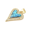 Brass Cubic Zirconia Heart Pendants KK-K385-121G-2