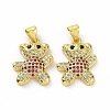 Brass Micro Pave Clear Cubic Zirconia Pendants ZIRC-F135-28G-04-2