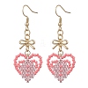 Handmade Glass Seed Beads Heart Dangle Earrings EJEW-MZ00577-03-2