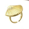 Shell Shape Brass Cuff Rings for Women RJEW-Z085-02G-4