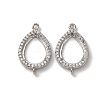 Teardrop Brass Micro Pave Clear Cubic Zirconia Connector Cabochon Settings KK-NH0007-01P-1