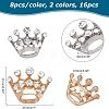 CHGCRAFT 16pcs 2 Colors Crystal Rhinestone Crown Brooches JEWB-CA0001-10-2