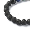 Natural Shell & Mixed Gemstone Round Beaded Stretch Bracelet BJEW-JB09359-4