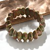 Bicone Natural Unakite Beads Stretch Bracelets for Women Men BJEW-C097-05F-1