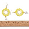 Brass Glass Beads Dangle Earrings EJEW-MZ00764-03-4