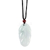 Natural Jadeite Carved Leaf Pendant Necklaces NJEW-F321-02-2