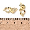 Rack Plating Brass Cubic Zirconia Double Heart Connector Charms KK-C084-32A-G-3