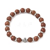 Natural Dracaena Drac Wood Round Beadeed Stretch Bracelets Sets for Men Women BJEW-JB12355-01-2