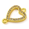 Brass Micro Pave Clear Cubic Zirconia Heart Links Connector Charms KK-A230-03A-G-2