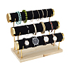3-Tier T Bar Velvet Metal Bracelet Display Stands AJEW-WH0816-129G-B-1