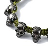 Adjustable Halloween Skull Alloy Braided Beads Bracelets for Women BJEW-78.0-JB10916-3