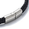 Men's Braided Black PU Leather Cord Bracelets BJEW-K243-59AS-3