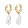 FIBLOOM 1 Pair ABS Plastic Pearl Dangle Hoop Earrings EJEW-FI0002-20-1