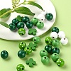160Pcs 5 Style Irish Theme Painted Natural Wood Beads X1-WOOD-LS0001-48-5