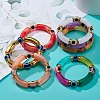 7Pcs 7 Color Acrylic Curved Tube & Plastic Evil Eye Beaded Stretch Bracelets Set BJEW-JB08962-2