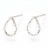 925 Sterling Silver Hollow Teardrop Stud Earrings STER-T005-08-4