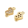 Rack Plating Brass Pave Clear Cubic Zirconia Heart Links Connector Charms KK-S379-26G-2