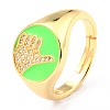 Adjustable Real 18K Gold Plated Brass Enamel Finger Ringss RJEW-L071-26G-3