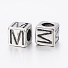 304 Stainless Steel Large Hole Letter European Beads X-STAS-H428-01AS-M-2