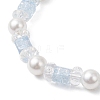 Crackle Glass & Shell Pearl Beaded Stretch Bracelets for Women BJEW-JB12384-02-3