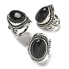 Natural Obsidian Adjustable Rings RJEW-I108-01AS-17-1