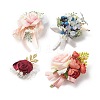 Silk Cloth Imitation Flower Brooch AJEW-XCP0001-91-1