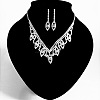 Leaf Brass Pave Clear Cubic Zirconia & Rhinestone Pendant Necklaces & Stud Earrings Sets FS-WG35E42-01-1